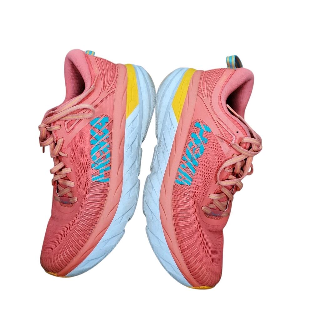Hoka One One Bondi 7 Sneakers Shoes Womens Size 9 Orange Running Cushioned Walk - Picture 5 of 10